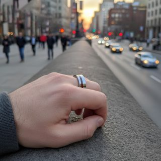 Bague metal et bois