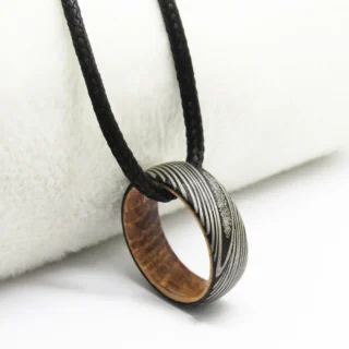 Kf H0041a73657754434a3a3267ab9d6922af Bague En Acier Damas Avec Motif Grav Pour Femme Bague En Tungst Ne Noir Avec Bois