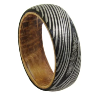 Kf H84af29d3125c4d53bf24172707027870h Bague En Acier Damas Avec Motif Grav Pour Femme Bague En Tungst Ne Noir Avec Bois