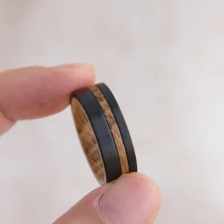 Kf S31e991cc8b65468292f503a1a68fca92q Bague En Tungst Ne Noir Avec Incrustation En Bois Pour Homme Anneau De Mariage La Mode
