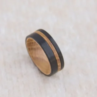 Kf S795afeb6e6e34223933460ccc5fd0586k Bague En Tungst Ne Noir Avec Incrustation En Bois Pour Homme Anneau De Mariage La Mode